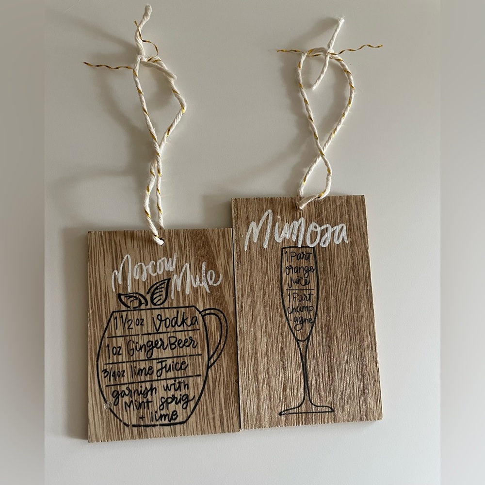 Wooden Moscow Mule and Mimosa Wall Decor